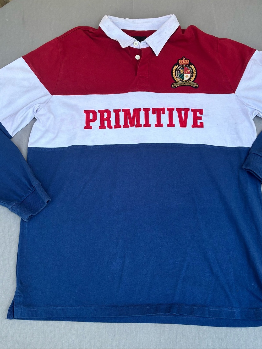 Primitive Men’s Red White Blue Rugby Polo